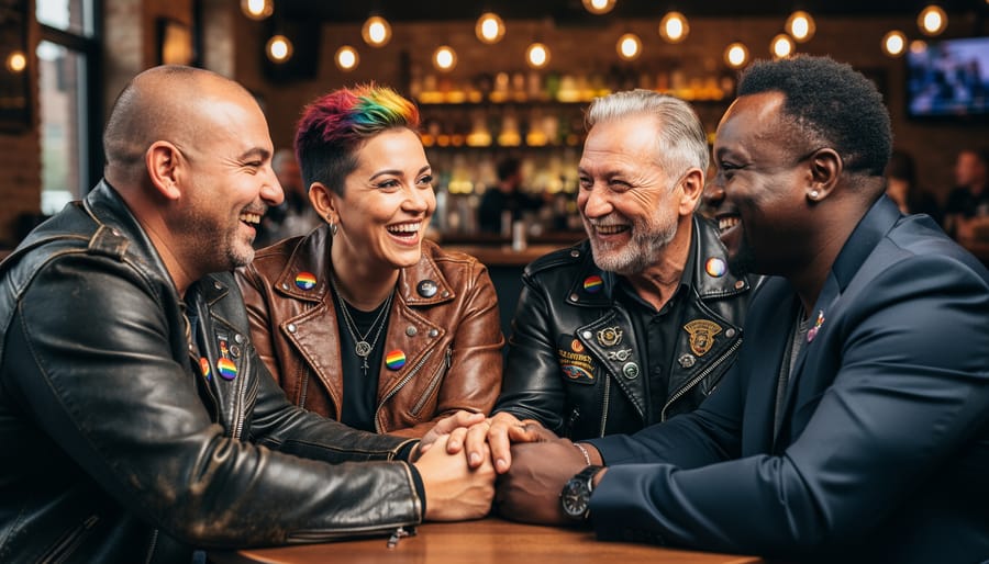 Diverse hands stacked together showing unity among leather community members